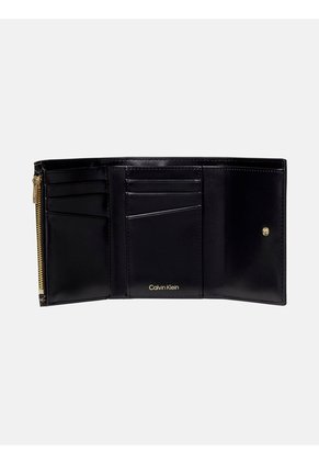 Billetera Negra Trifold Con Estampado Emblem Integral Calvin Klein
