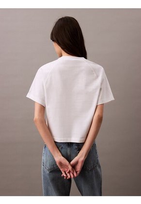 Camiseta Blanca Cropped Con Monograma Calvin Klein
