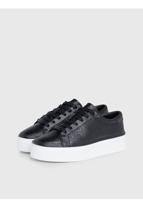 Tenis Negros Con Plataforma Y Monograma