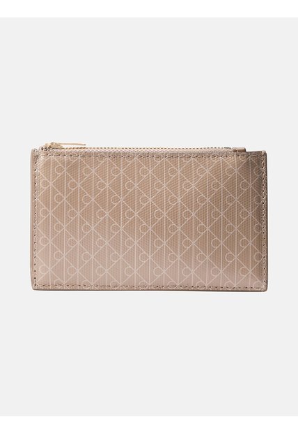 Tarjetero Beige Con Cremallera Con Logo Monograma Calvin Klein