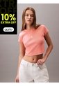 Camiseta Beige Ajustada Con Monograma Calvin Klein de Calvin Klein