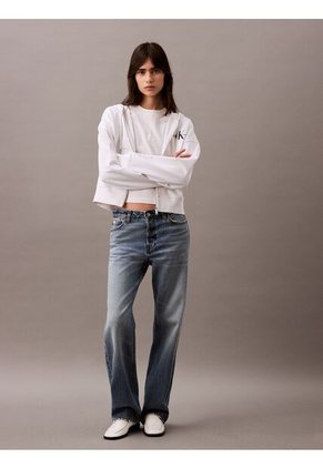 Camiseta Blanca Cropped Con Monograma Calvin Klein