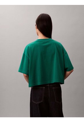 Camiseta Verde Cropped Con Logo Calvin Klein