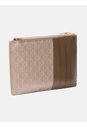 Tarjetero Beige Con Cremallera Con Logo Monograma Calvin Klein
