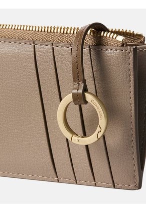 Tarjetero Beige Con Cremallera Con Logo Monograma Calvin Klein