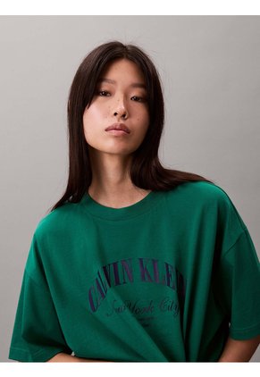 Camiseta Verde Cropped Con Logo Calvin Klein