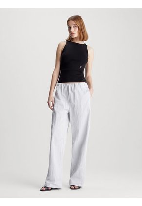 Camiseta Negra Tejido Slim De Canalé Con Espalda Anudada Calvin Klein