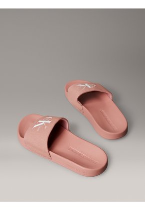 Sandalias Rosa Slide Con Monograma Calvin Klein