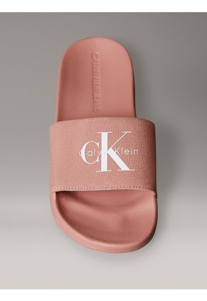 Sandalias Rosa Slide Con Monograma Calvin Klein