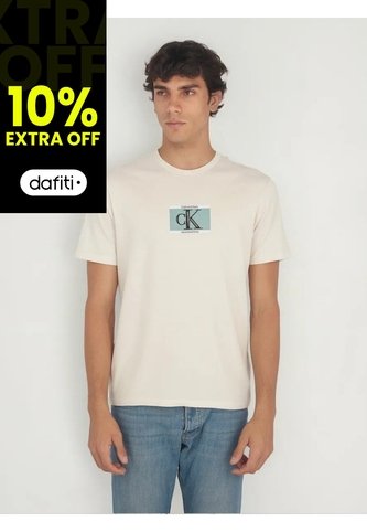 Camiseta Beige Sport Con Mini Monograma Calvin Klein Calvin Klein