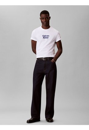 Camiseta Blanca Con Logo Gráfico Calvin Klein