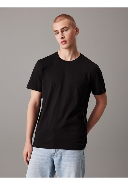 Camiseta Negra Con Logo En La Cinta Calvin Klein