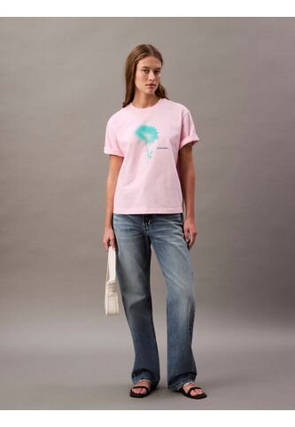 Camiseta Rosada Boxy Con Gráfico Floral Calvin Klein Calvin Klein