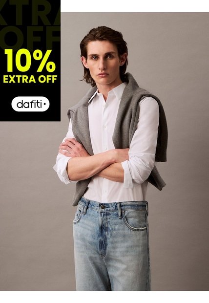 Camisa Blanca Slim Fit Elástica De Manga Larga Calvin Klein