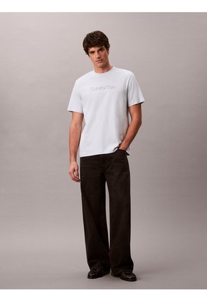 Camiseta Celeste Con Logo En Relieve Calvin Klein