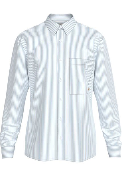 Camisa De Rayas Celestes Oxford Para Hombre Calvin Klein