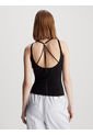 Camiseta Negra Tejido Slim De Canalé Con Espalda Anudada Calvin Klein de Calvin Klein