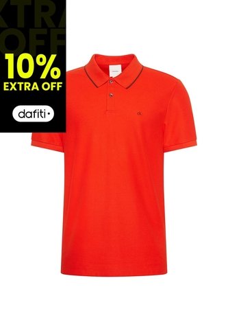 Polo Rojo De Manga Corta En Tejido Piqué Calvin Klein Calvin Klein