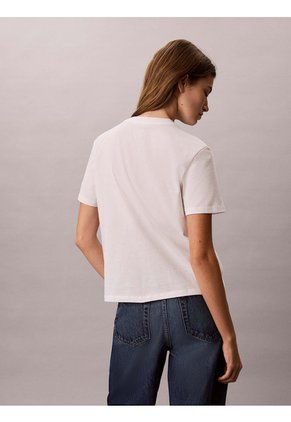 Camiseta Blanca Clásica Con Monograma Metalizado Calvin Klein
