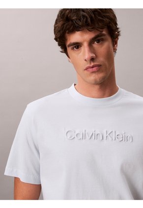 Camiseta Celeste Con Logo En Relieve Calvin Klein