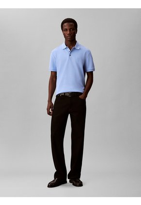 Polo Azul Con Sutiles Rayas Tonales Calvin Klein