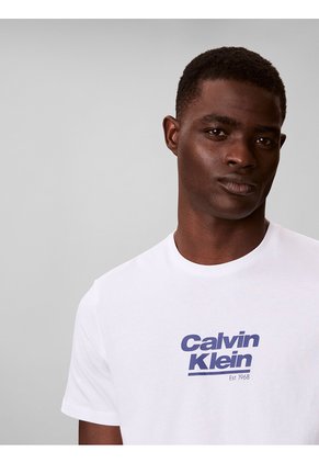 Camiseta Blanca Con Logo Gráfico Calvin Klein