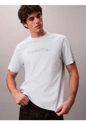 Camiseta Celeste Con Logo En Relieve Calvin Klein