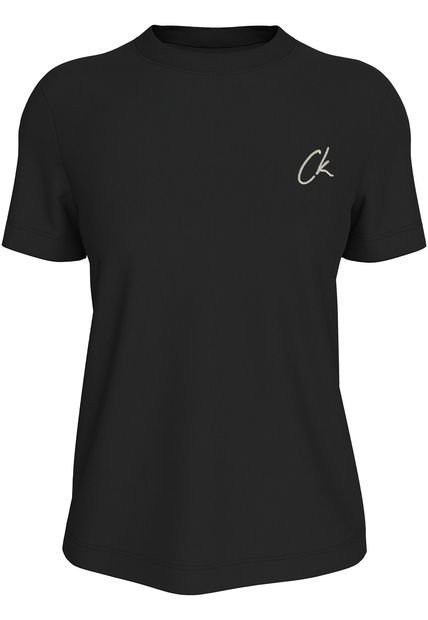 Camiseta Negra Con Logo Bordado Calvin Klein