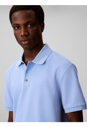 Polo Azul Con Sutiles Rayas Tonales Calvin Klein
