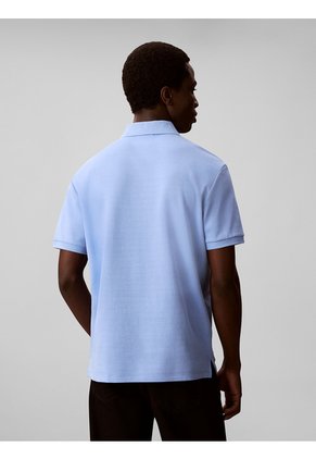 Polo Azul Con Sutiles Rayas Tonales Calvin Klein