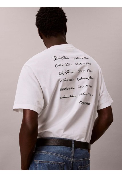 Camiseta Blanca Con Estampado Gráfico Calvin Klein