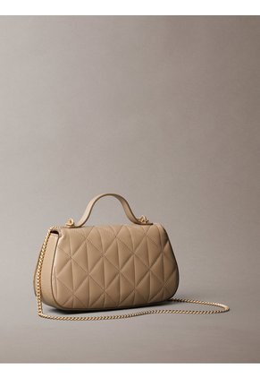 Bolso Beige De Mano Acolchado Calvin Klein