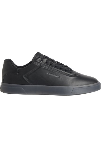 Tenis Negro Con Logo Tonal De Cuero - Brooke Calvin Klein