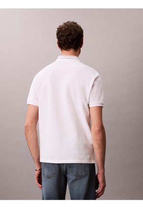 Polo Blanco De Piqué Con Ribetes En Contraste Calvin Klein