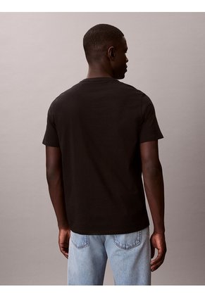 Camiseta Negra Con Micro Monograma Bordado Calvin Klein