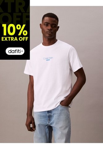 Camiseta Blanca Acid Wash Graphic Crewneck Calvin Klein Calvin Klein