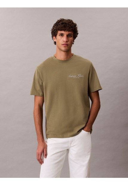 Camiseta Verde Con Logo Gráfico Calvin Klein