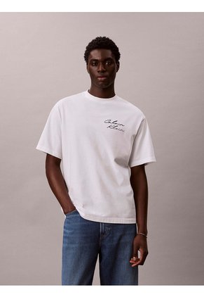 Camiseta Blanca Con Estampado Gráfico Calvin Klein