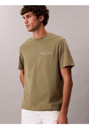 Camiseta Verde Con Logo Gráfico Calvin Klein