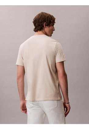 Camiseta Beige Con Gráfico Estampado Micro Monologo Calvin Klein