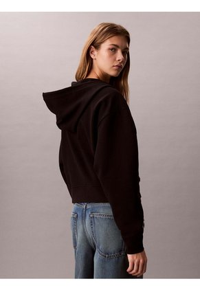 Buzo Negro Cropped Con Cierre De Cremallera Calvin Klein