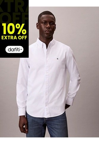 Camisa Blanca Oxford Clásica De Manga Larga Calvin Klein Calvin Klein
