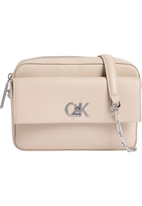 Bolso Beige Cruzado Con Logo Calvin Klein