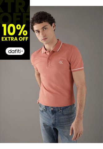 Polo Naranja Slim Con Ribete En Contraste Calvin Klein Calvin Klein