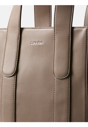 Tote Beige Bag Pequeño De Jacquard Con Logo Calvin Klein