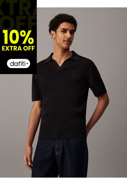 Saco Negro Manga Corta Linear Calvin Klein