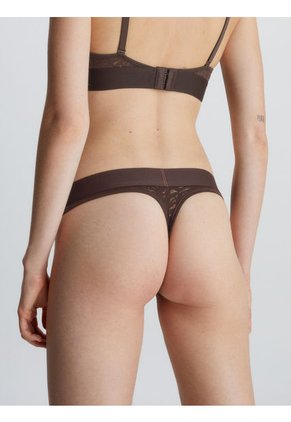 Pantie Marrón Tipo Tanga Con Encaje Tonal - Intrinsic Calvin Klein