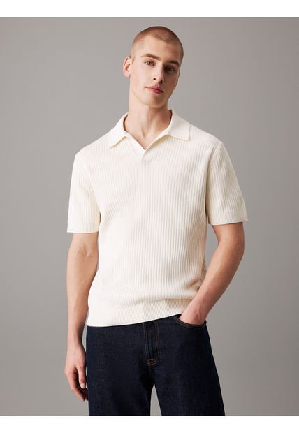 Saco Blanco Manga Corta Linear Para Hombre Calvin Klein