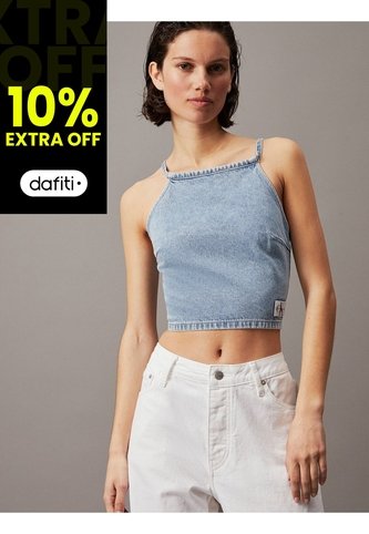 Top Azul Denim Con Cierre Anudado En Espalda Calvin Klein Calvin Klein