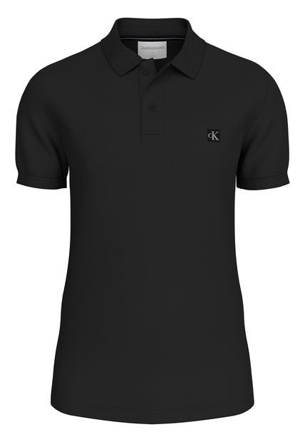 Polo Negra Slim De Algodón Elástico Calvin Klein